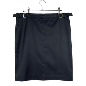 BCBG MaxAzria Black Knee Length A-line Skirt Buckle Sides Women's Sz 10